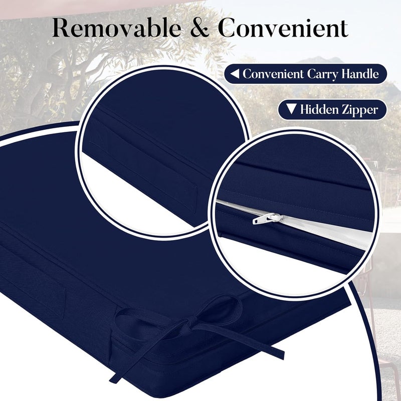 Basic Beyond Outdoor Chair Cushions for Patio Furniture, Waterproof Outdoor Seat Cushions Set of 4 19 x 19, Patio Chair Cushions Set of 4 with Ties and Handle, Navy Blue - Image 3